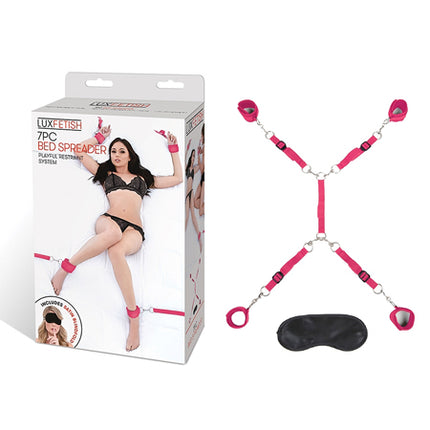 Lux Fetish 7-Piece Bed Spreader Playful Restraint System Hot Pink