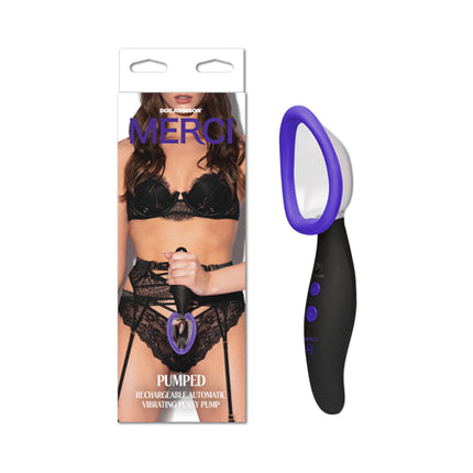 Merci Pumped Rechargeable Automatic Vibrating Pussy Pump Black