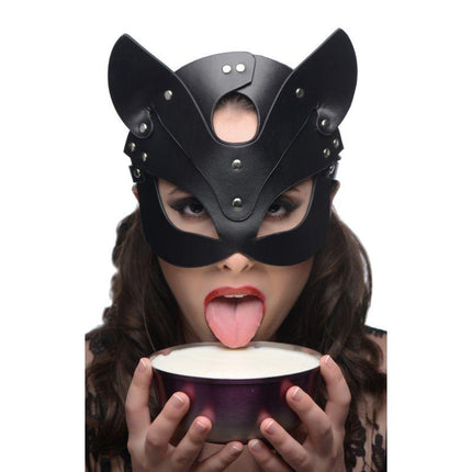 Naughty Kitty Cat Mask - Black PU Leather - BDSM Gear