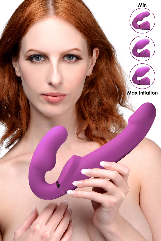 Inflatable Silicone Vibrating Strapless Strap-On with Remote Control - Sex Toys