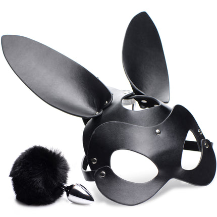 Bunny Tail Anal Plug and Mask Set - BDSM Gear