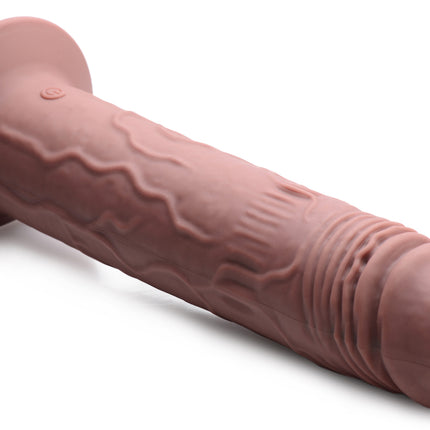 Remote Control Vibrating and Thumping Dildo - Brown - Sex Toys
