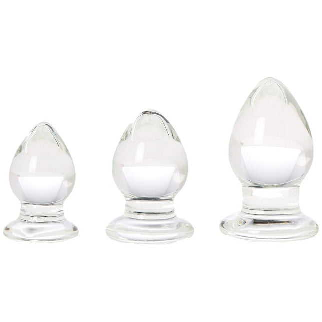 Triplets Glass Anal Plug Kit - 3 Piece - Sex Toys