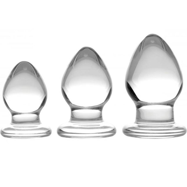 Triplets Glass Anal Plug Kit - 3 Piece - Sex Toys