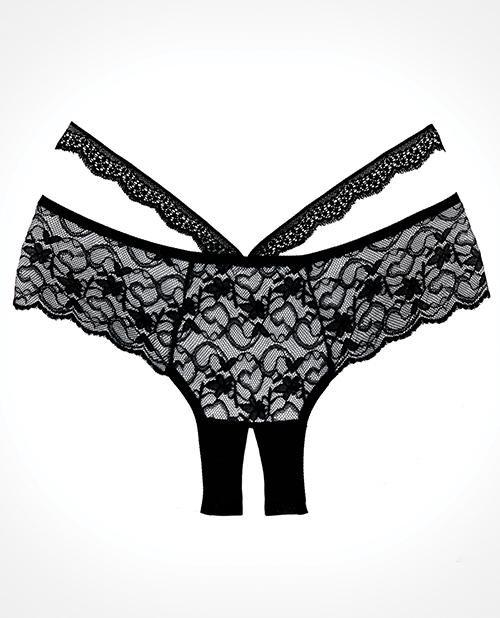 Adore Heartbreaker Crotchless Panty - Black Lace with Cheeky Cut - One Size - Kink Store