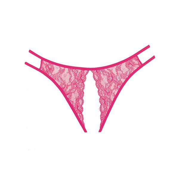 Adore Sweet Honey Hot Pink Crotchless Thong Panty - Kink Store