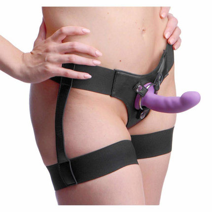 Strap U Bardot Elastic Strap On Harness With Thigh Cuffs - Black - Sex Toys