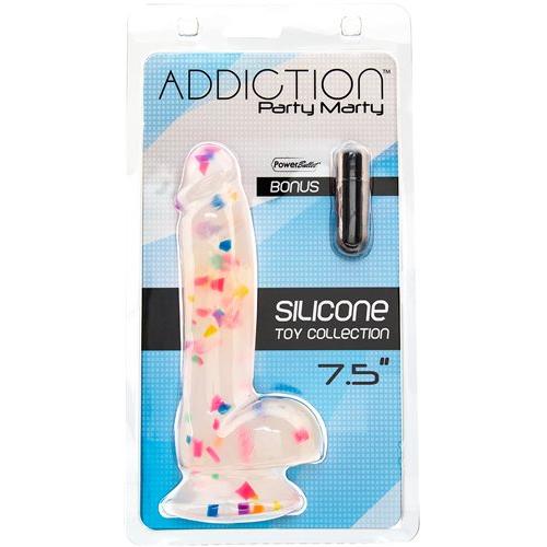 Confetti Dildo - Party Marty 7.5" Silicone Frosted with Rainbow Confetti - Kink Store