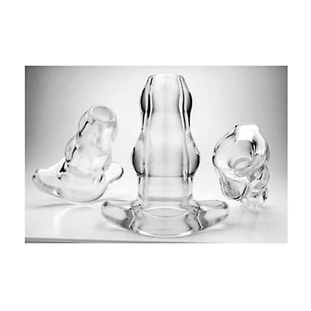 Double Tunnel Plug - Clear Hollow Anal Plug - Kink Store