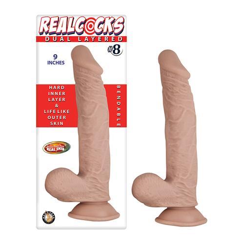 Realcocks Dual Layered Realistic Dildo #8 - 9 Inch - Pale - Sex Toys