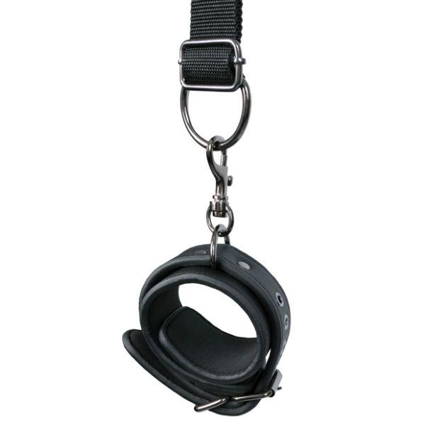 Easy Toys Pillow & Ankle Cuffs Leg Position Strap - Black - Kink Store