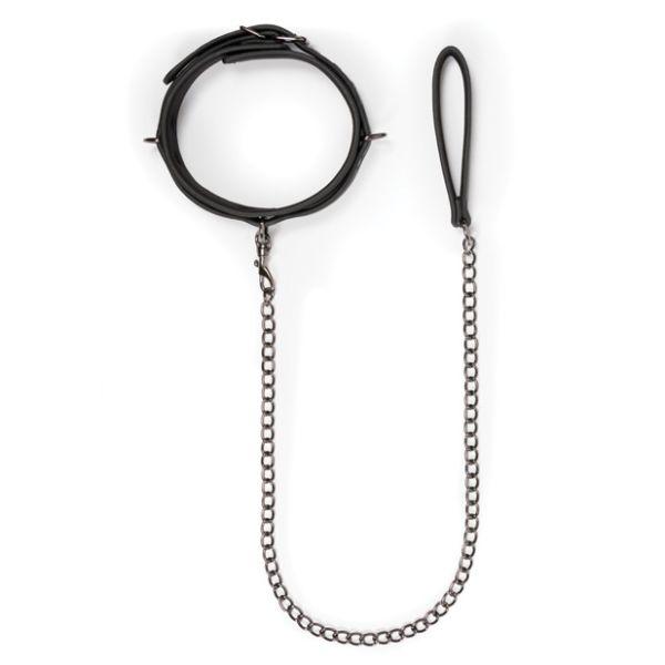 Easy Toys PU Leather Collar with Chain Leash - Kink Store