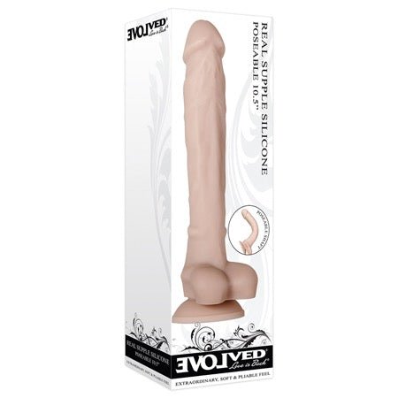 Evolved Real Supple Posable 10.5" XL Silicone Dildo - Pale - Kink Store
