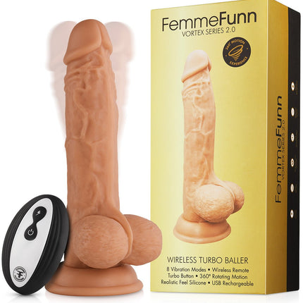 Femme Funn Wireless Turbo Baller Vibrating and Rotating Dildo - Kink Store