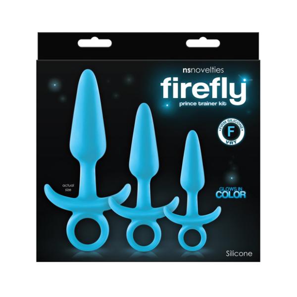 Firefly Prince Glow In The Dark Butt Plug Trainer Kit - Blue - Kink Store