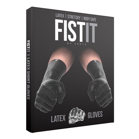 Fist-It Latex Short Gloves - Black - Kink Store