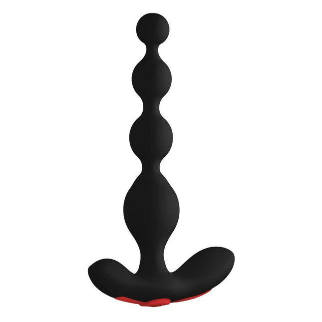 Forto Vibrating Anal Beads Rechargeable Silicone Plug Black - Sex Toys