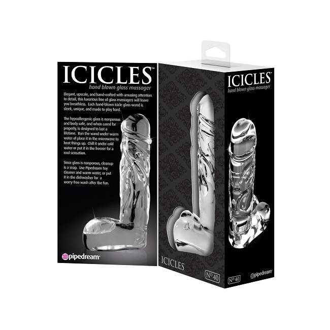 Icicles #40 Hand Blown Glass Realistic Dildo - Sex Toys