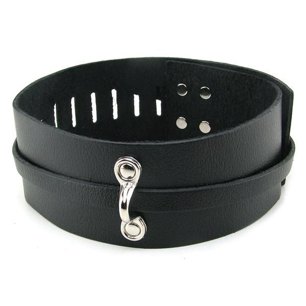 KinkLab Bondage Basics Lockable Leather Collar - Black - Kink Store