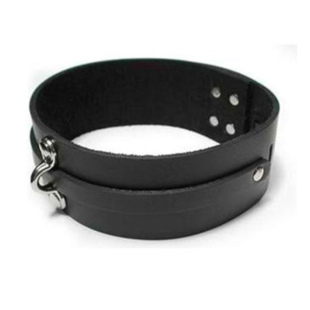KinkLab Bondage Basics Lockable Leather Collar - Black - Kink Store