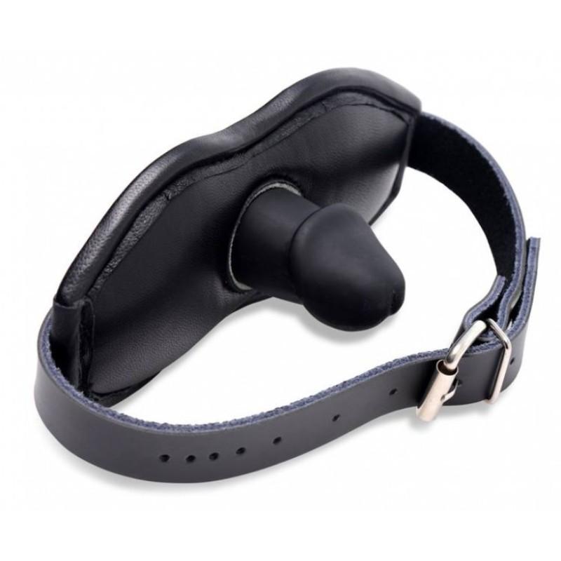 Leather Padded Silicone Penis Mouth Gag - Kink Store