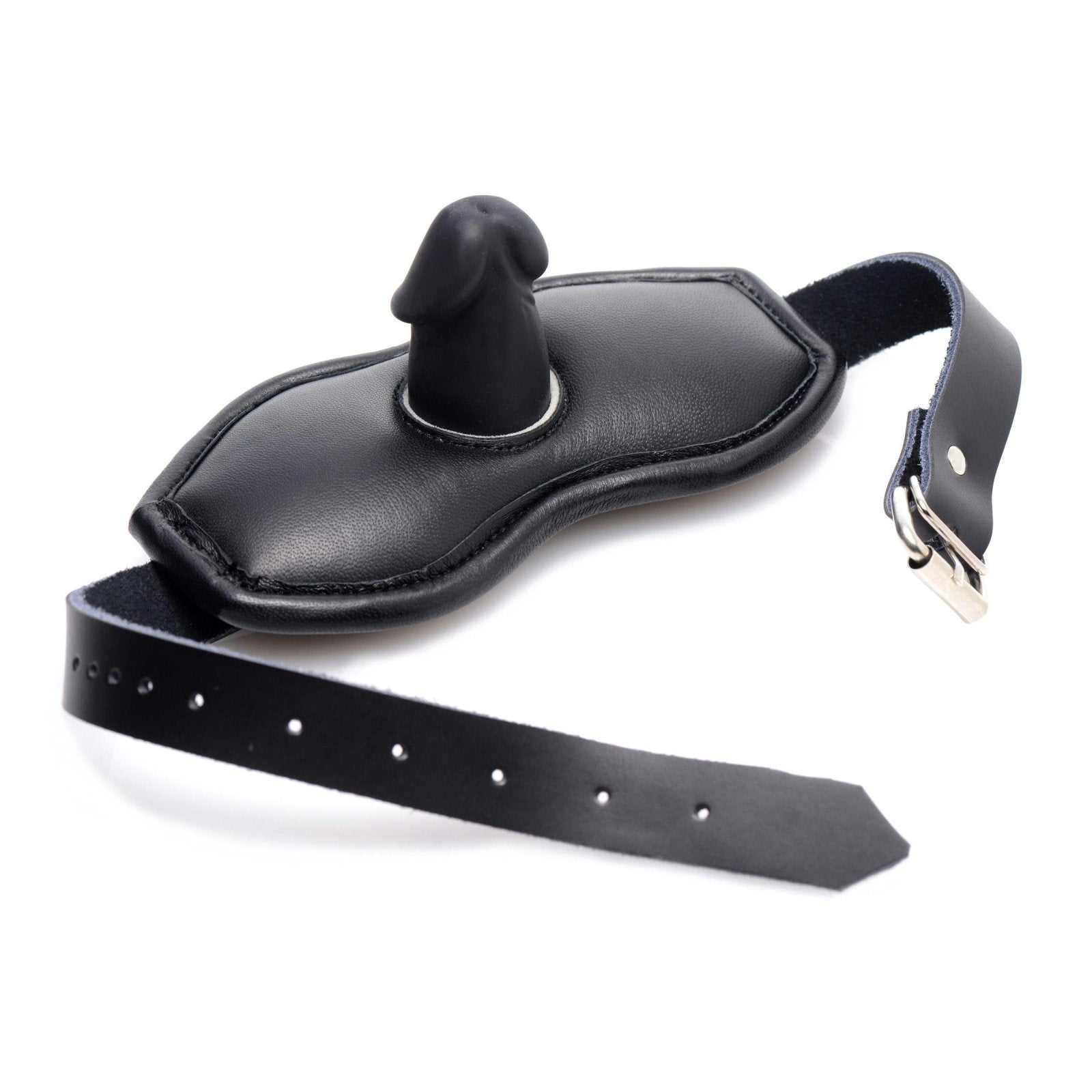 Leather Padded Silicone Penis Mouth Gag - Kink Store
