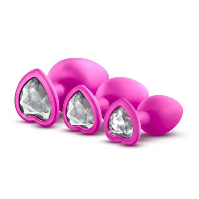 Luxe Bling Butt Plug Training Kit - Pink with White Gems - Kink Store