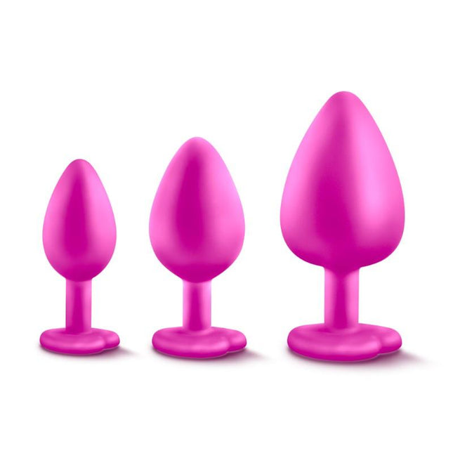 Luxe Bling Butt Plug Training Kit - Pink with White Gems - Kink Store