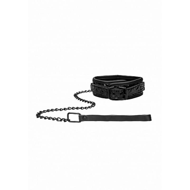 Luxury Black Collar with Leash - Kink Store