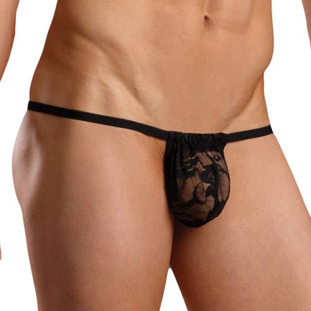 Male Power Stretch Lace Posing Strap - One Size - Fetishwear and Lingerie