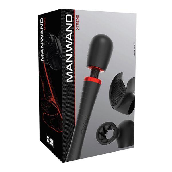 Man Wand Xtreme Vibrator with Two Penis Play Attachments - Sex Toys