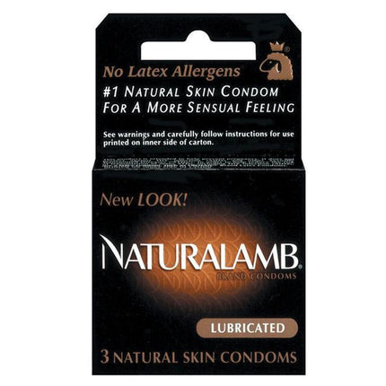 Naturalamb Lubricated Condoms - 3 Pack - Lube, Toy Care and Better Sex