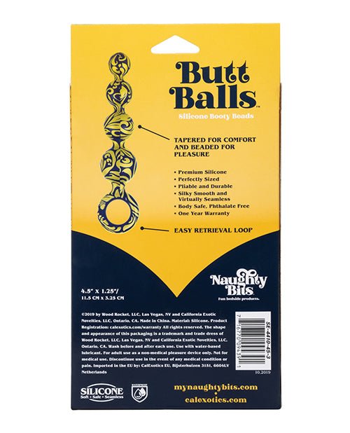 Naughty Bits Butt Balls Silicone Booty Beads - Black/Gold - Sex Toys