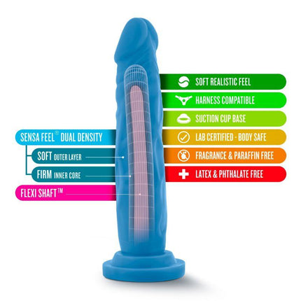 Neo 7.5 Inch Dual Density Dildo - Neon Blue - Sex Toys