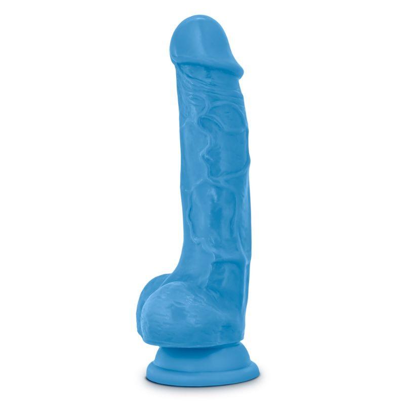 Neo 7.5 Inch Dual Density Dildo With Balls - Neon Blue - Sex Toys