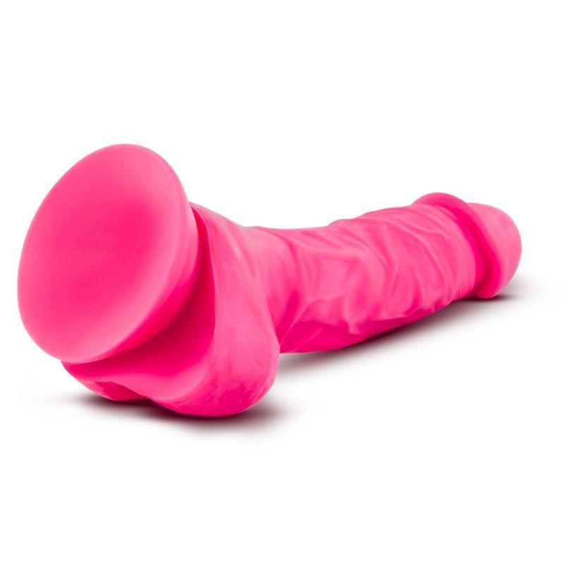 Neo 7.5 Inch Dual Density Dildo With Balls - Neon Pink - Sex Toys