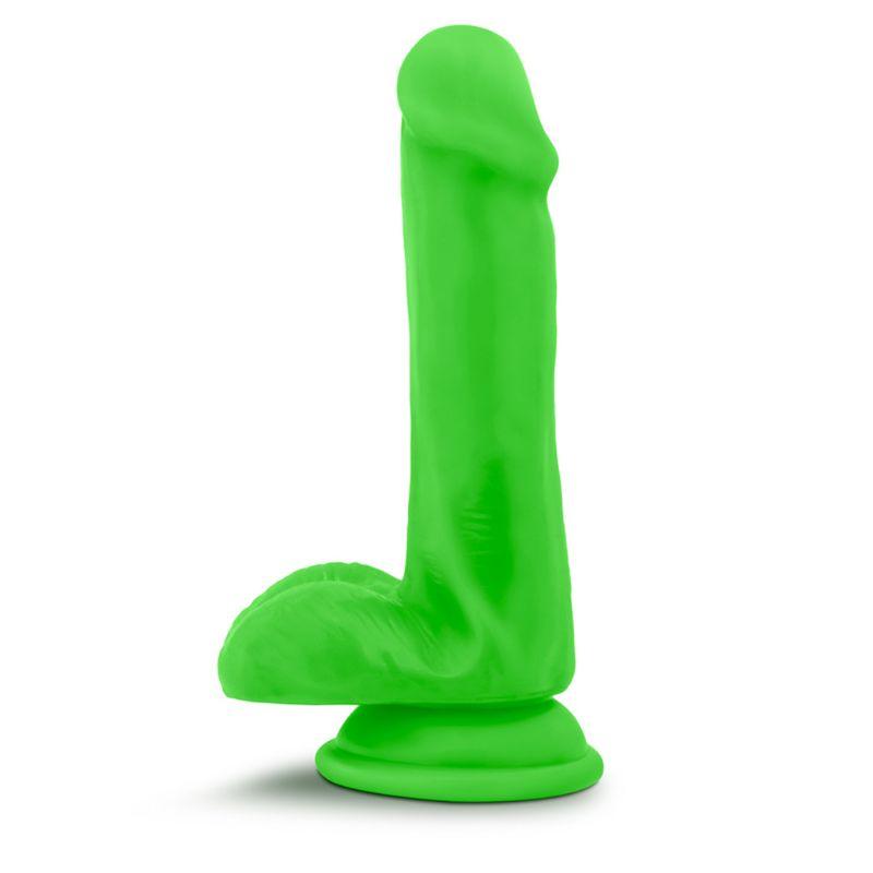Neo Elite 6 inch Silicone Dual Density Dildo with Balls - Neon Green - Sex Toys