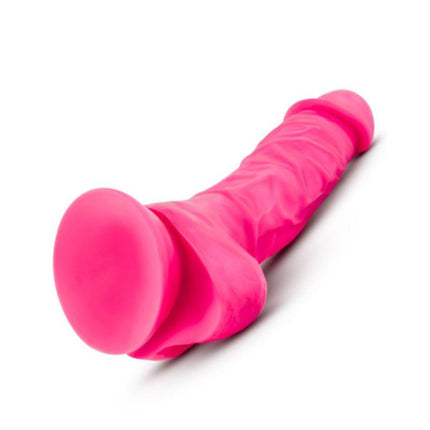 Neo Elite 7 Inch Silicone Dual Density Dildo with Balls - Neon Pink - Sex Toys
