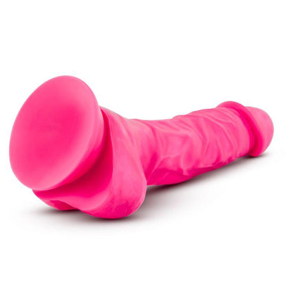 Neo Elite 7.5 Inch Silicone Dual Density Dildo with Balls - Neon Pink - Sex Toys