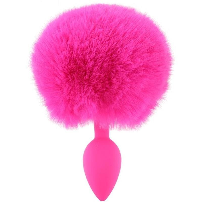 Neon Bunny Tail Butt Plug - Pink - BDSM Gear