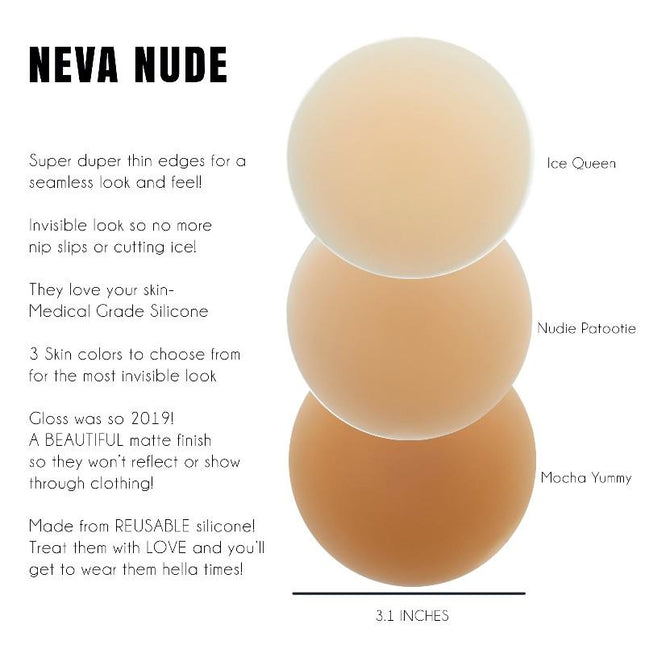 Neva Nude Skin Invisible Pasties - 3 Skin Tones Available - Fetishwear and Lingerie