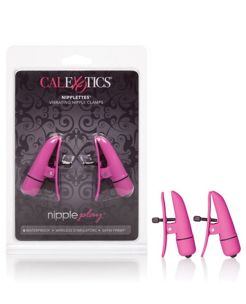 Nipplette Waterproof Vibrating Nipple Clamps - Pink - BDSM Gear