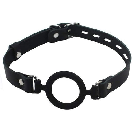 Ouch! Silicone Ring Gag With Leather Straps - Black - Kink Store