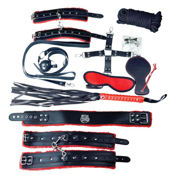 Plesur Deluxe Bondage Kit - Black/Red - BDSM Gear