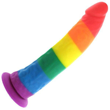 Pride 8" Rainbow Silicone Dildo - Sex Toys