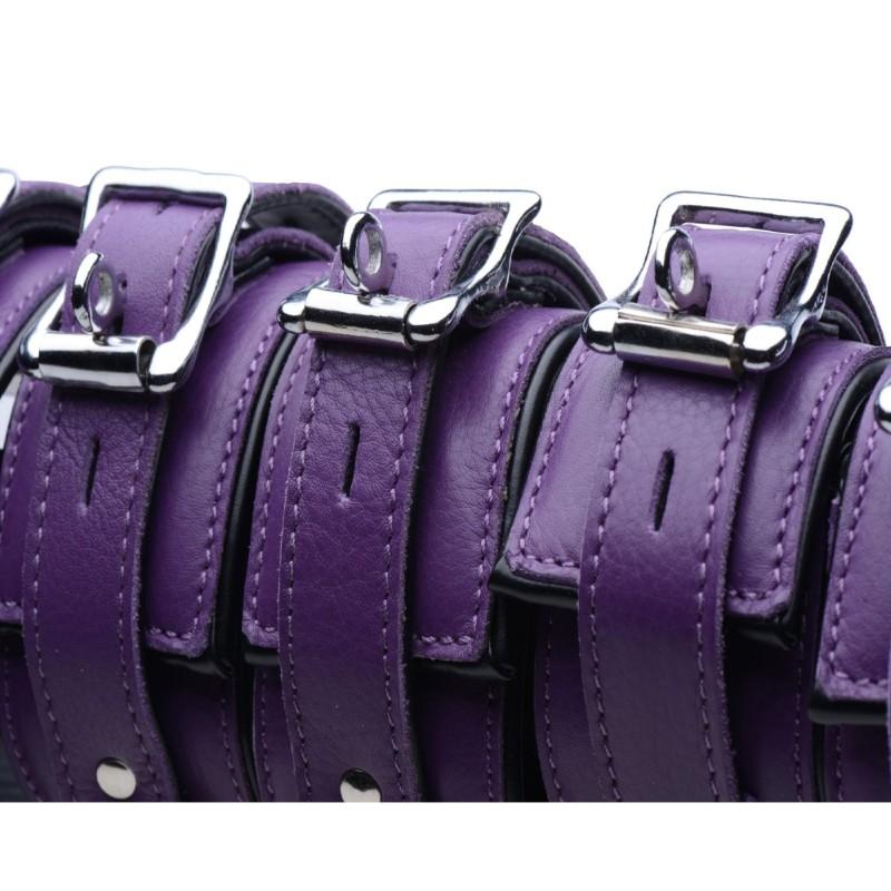 Purple Locking Leather Bondage Set -  5 Piece - BDSM Gear