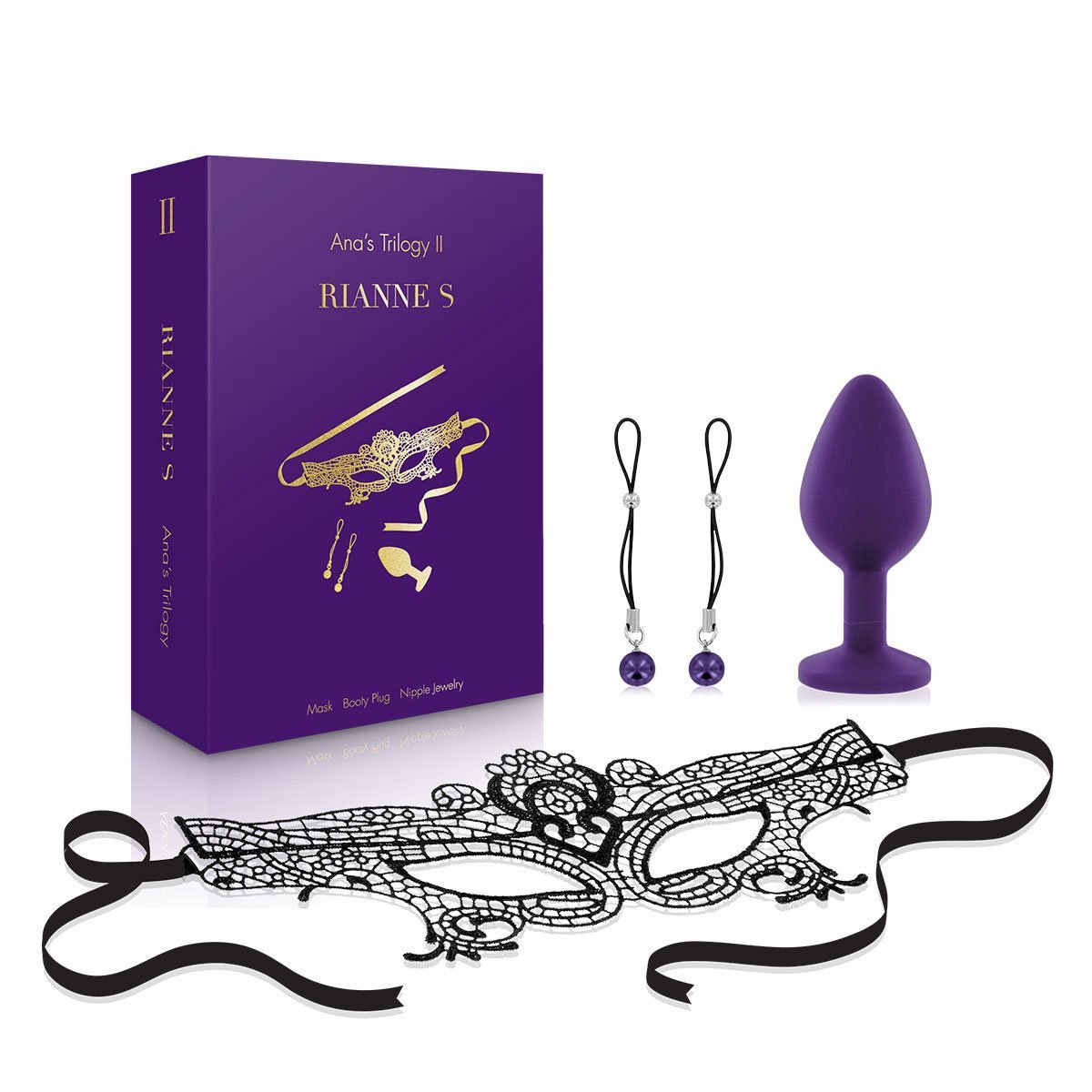 Rianne S Ana's Trilogy Kit 2 with Mask, Nipple Jewels, and Butt Plug - Sex Toys