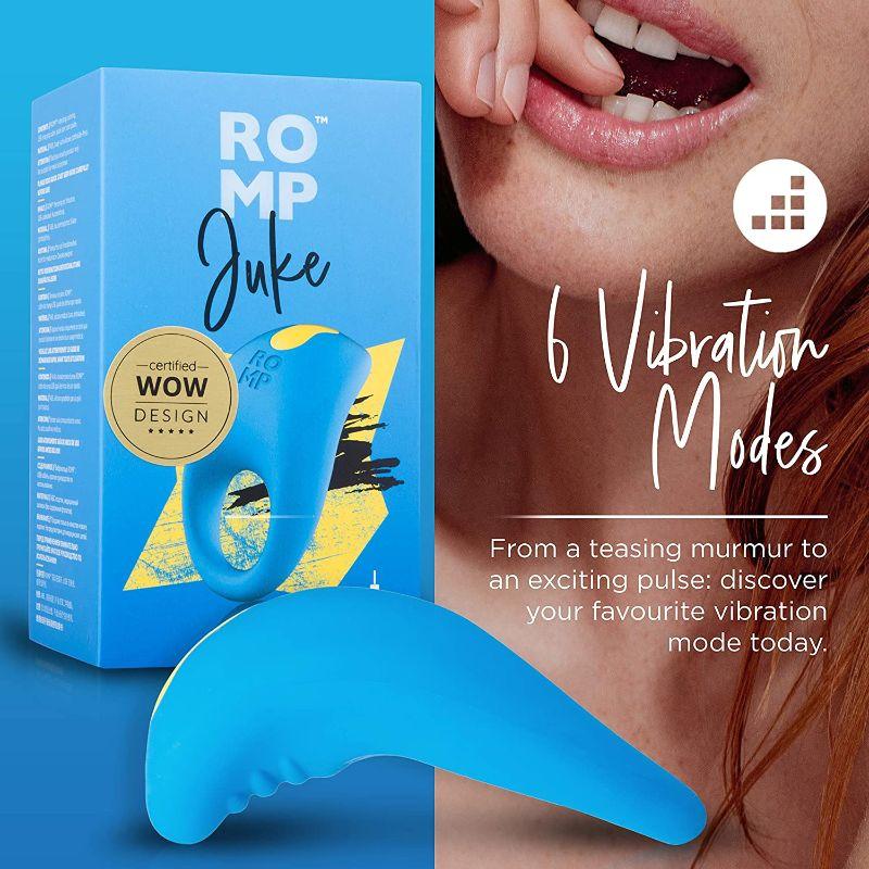 Romp Juke Vibrating Cock Ring - Waterproof Blue Silicone - Sex Toys