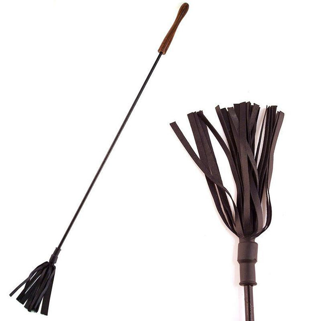 Rouge Riding Crop with Rounded Wooden Handle - Black - BDSM Gear