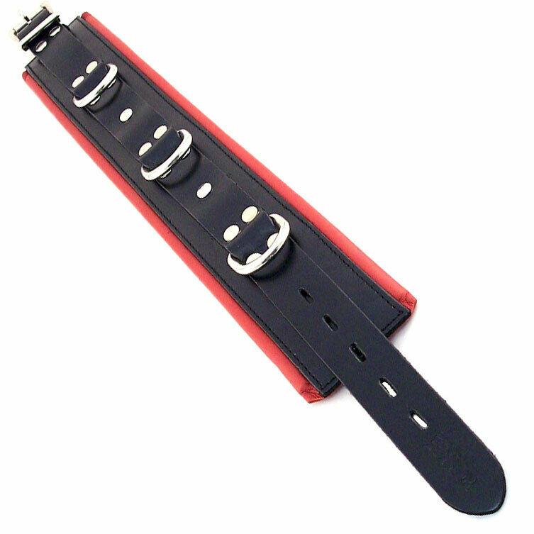 Rouge Padded Leather Collar - Black/Red - BDSM Gear